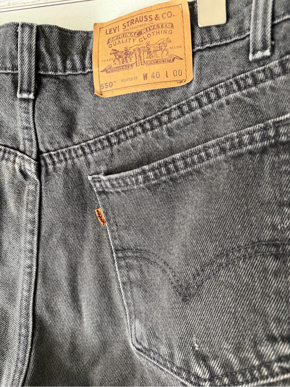 Levi's Men's Faded Black Jean Shorts vintage orange tab
